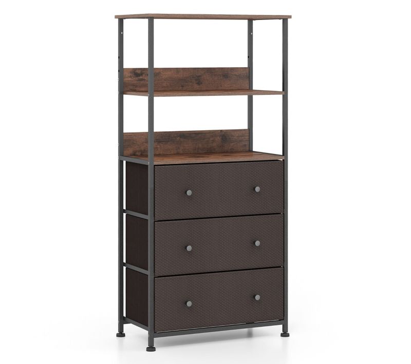 Commode à 3 Tiroirs Avec Etagères Ouvertes Unité De Rangement Verticale Avec Cadre En