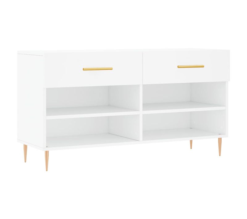 Banc à Chaussures Bottes Commode Étagère Meuble Entrée Rangement 102 X 35 X 55 Cm Bois