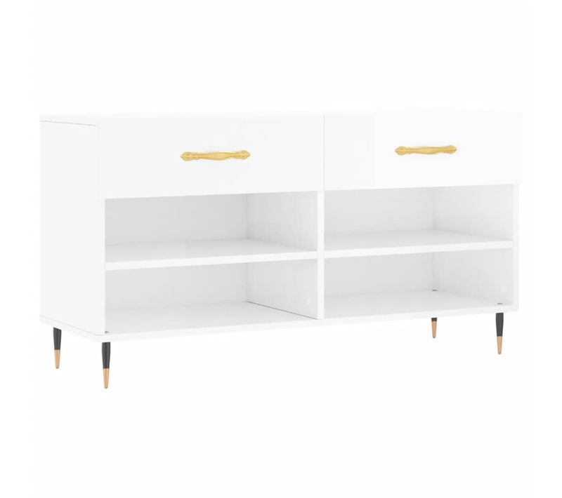 Banc à Chaussures Bottes Commode Étagère Meuble Entrée Rangement Brillant