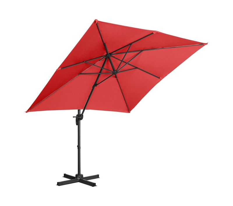 Parasol De Jardin Meuble Abri Terrasse Carré 250 X 250 Cm Pivotant Rouge 14_0002675
