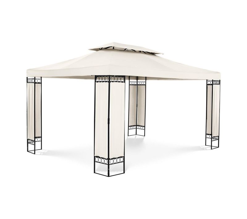 Pergola Pavillon Barnum Tonnelle Tente Abri Gazebo De Jardin Terrasse Beige 3 X 4 M