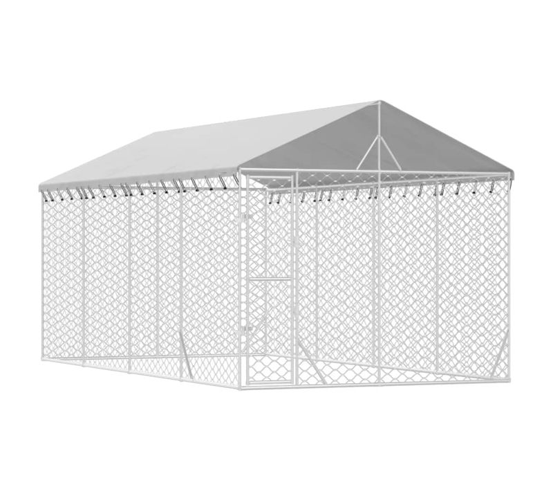 Chenil Cage Enclos Pac Animaux D'extérieur Pour Chiens Avec Toit Argenté 3 X 6 X 2,5