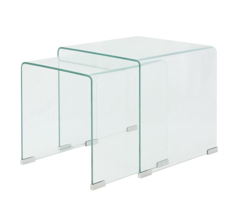 Ensemble De Tables Gigognes 2 Pièces Verre Trempé Transparent Transparent 02_0042140
