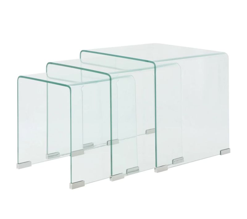 Ensemble De Tables Gigognes 3 Pièces Verre Trempé Transparent Transparent 02_0042141