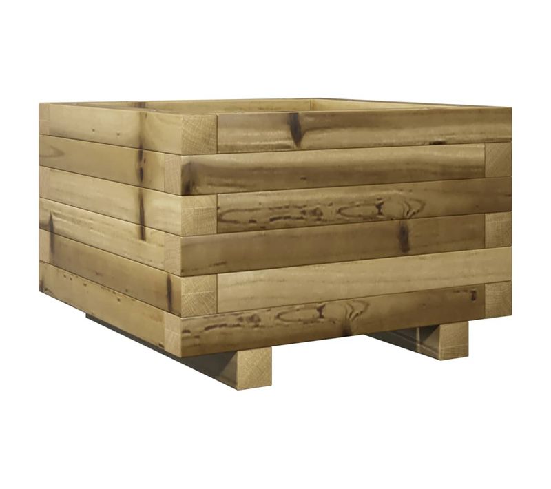 Jardinière Bac Lit Surélevé Plantes Fleurs Terrasse Jardin 40 X 40 X 26,5 Cm Bois De