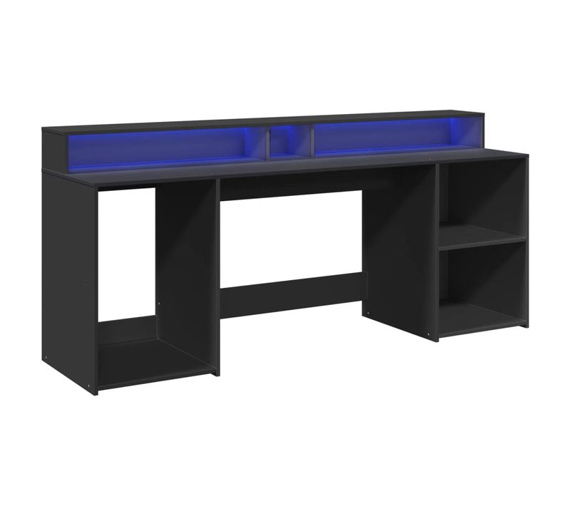 Bureau Table Poste De Travail Meuble D'ordinateur Informatique Étude Avec Lumières LED