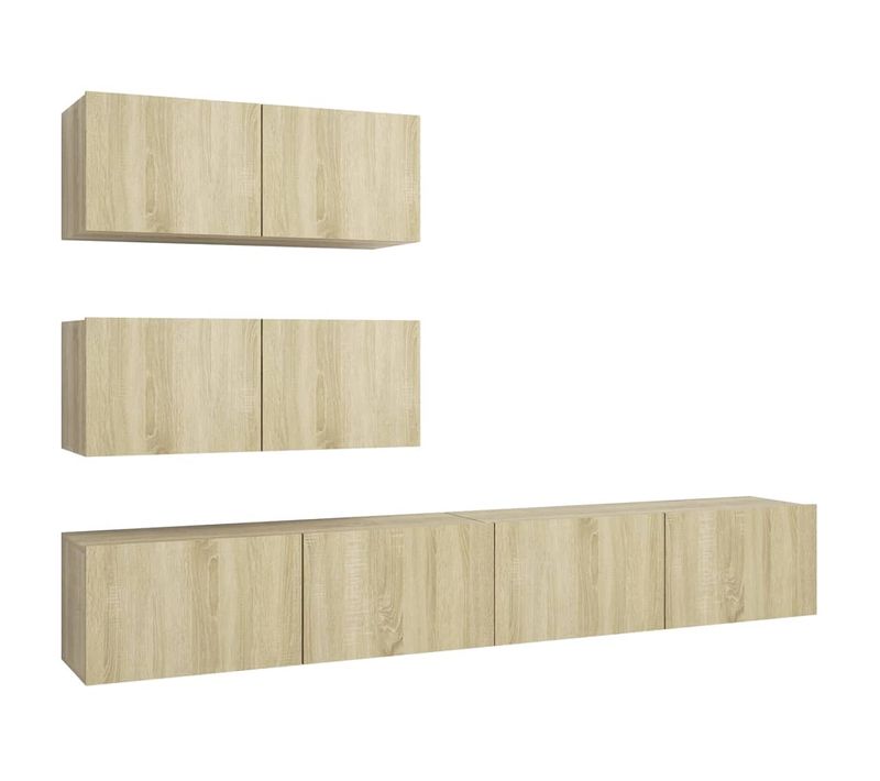 Ensemble De Meubles Armoire Buffet TV Télévision Salon Chambre Séjour 4 Pièces Chêne