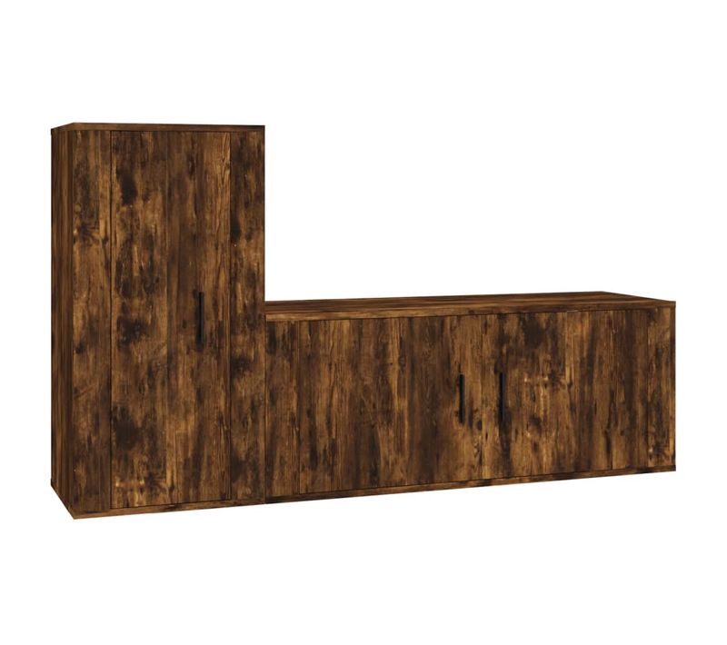 Ensemble De Meubles Armoire Buffet TV Télévision Salon Chambre Séjour 2 Pièces Chêne