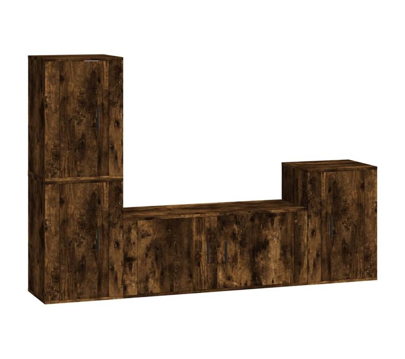 Ensemble De Meubles Armoire Buffet TV Télévision Salon Chambre Séjour 4 Pièces Chêne