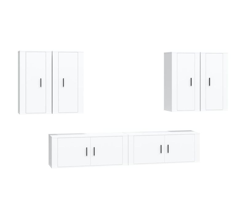 Ensemble De Meubles Armoire Buffet TV Télévision Salon Chambre Séjour 6 Pièces Bois