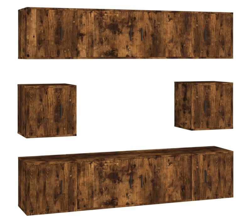 Ensemble De Meubles Armoire Buffet TV Télévision Salon Chambre Séjour 8 Pièces Chêne