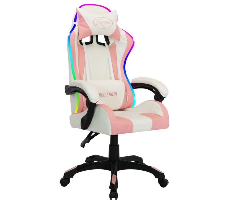 Chaise Fauteuil Siège Pivotante De Bureau Informatique Étude De Jeux Vidéo Avec LED Rvb Rose