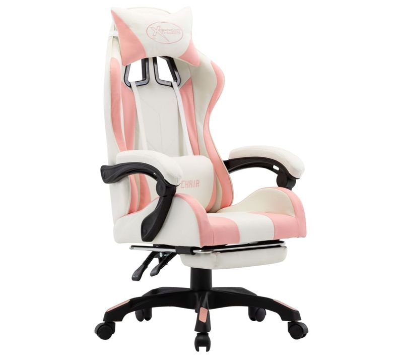Chaise Fauteuil Siège Pivotante De Bureau Informatique Étude De Jeux Vidéo Et Repose-pied Rose