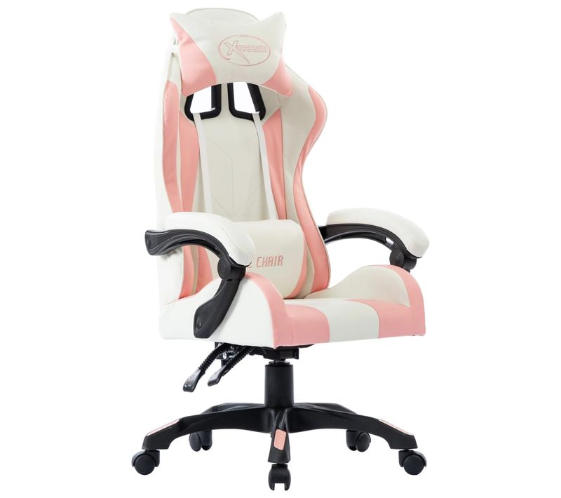 Chaise Fauteuil Siège Pivotante De Bureau Informatique Étude De Jeux Vidéo Rose Simil