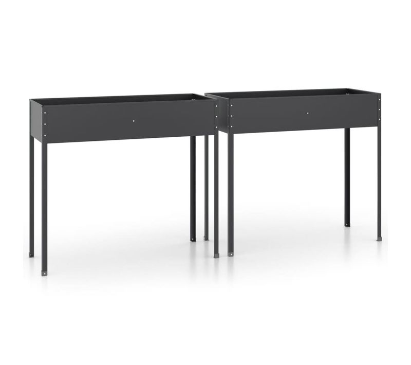 Jardinière Bac Lit Surélevé Plantes Fleurs Jardin Terrasses Lot De 2 Acier Galvanisé