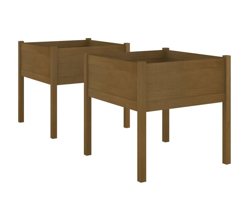 Jardinière Bac Lit Surélevé Plantes Fleurs Jardin Terrasses Lot De 2 70 X 70 X 70 Cm