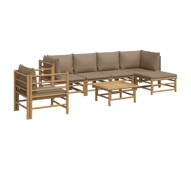 Salon De Jardin Meuble D'extérieur Ensemble De Mobilier 7 Pièces Avec Coussins Taupe