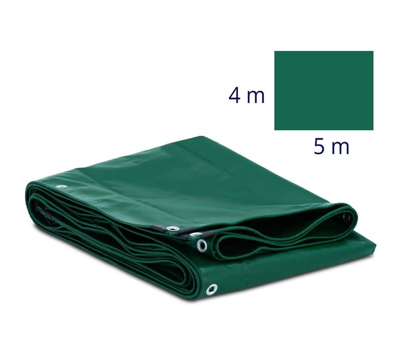 Bâche De Protection Avec Oeillets 500 X 400 Cm 650 G/m² Pvc Plastique Vert 14_0008465