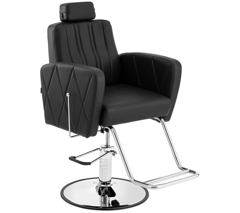 Fauteuil De Coiffeur Professionnel Avec Repose-pieds 200 Kg Acier Inoxydable Pvc Noir