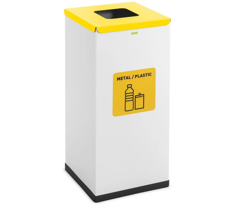 Poubelle De Recyclage 60 Litres Labellisée Emballages Recyclables Acier Blanc 14_0009