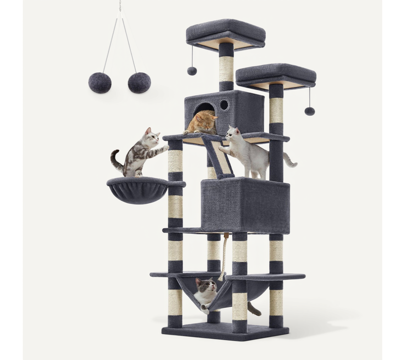 Arbre à Chat Grande Tour De Jeux Hauteur 168 Cm Avec 13 Griffoirs 1 Planche à Griffer