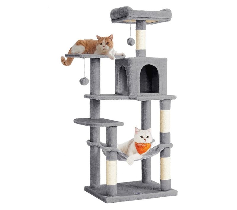 Arbre à Chat Hamac Tour De Jeux 143 Cm Gris Clair 12_0003845