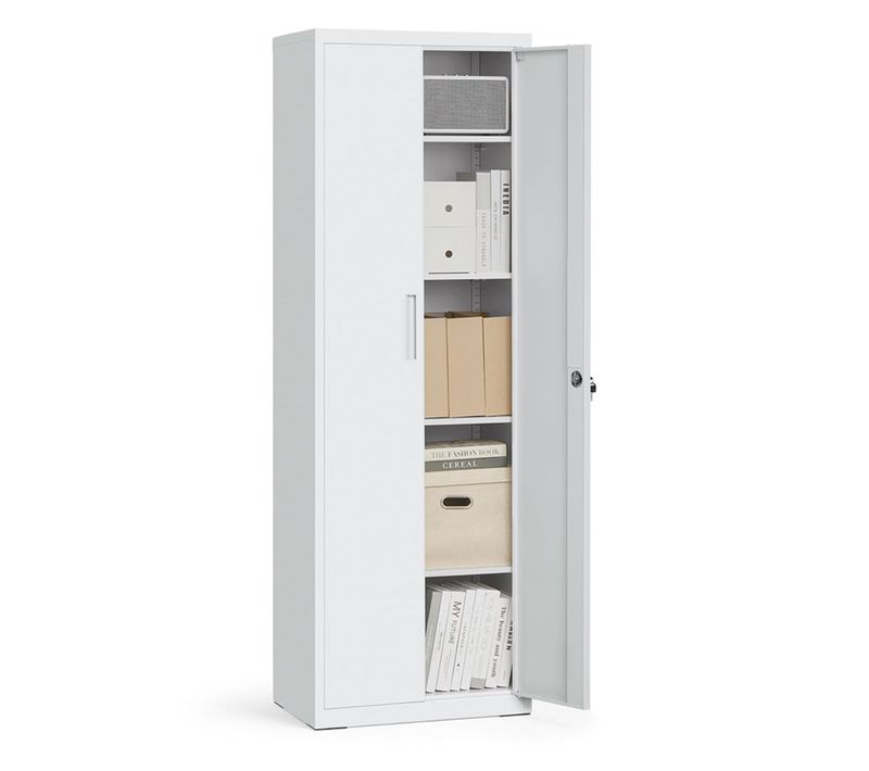 Armoire De Rangement En Acier Placard De Bureau à 5 Niveaux Double Porte