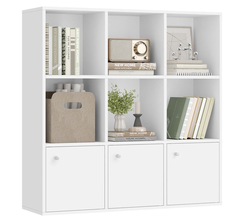 Bibliothèque En Bois Étagère De Rangement Pour Livres Dvds 97,5 X 30 X 97,5 Cm Colonn