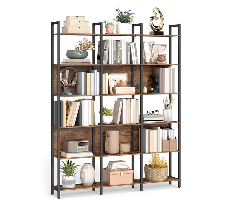 Bibliothèque Étagère Rangement 6 Niveaux Meuble De Rangement 24 X 31,8 X 175 Cm Cadre