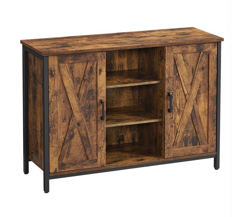 Buffet Meuble De Rangement 100 X 35 X 70 Cm Placards Et Étagères Portes Façon Grange