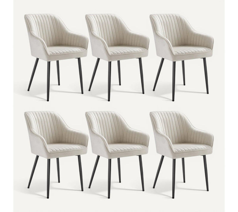 Lot de 6 Chaises De Salle à Manger Fauteuil Siège Rembourrée Avec Accoudoirs