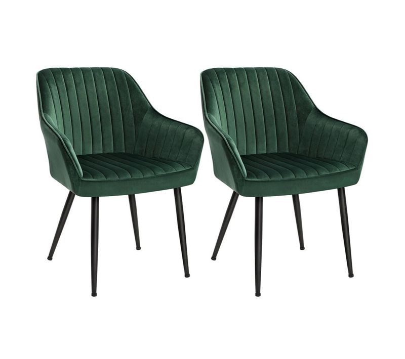 Lot de 2 Chaises De Salle à Manger Fauteuil Siège Rembourrée Avec Accoudoirs