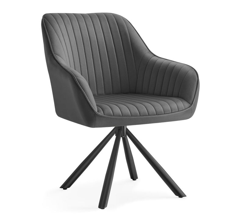 Chaise Salle à Manger Fauteuil Pivotant Velours Rembourrée Avec Accoudoirs Charge 120 kg