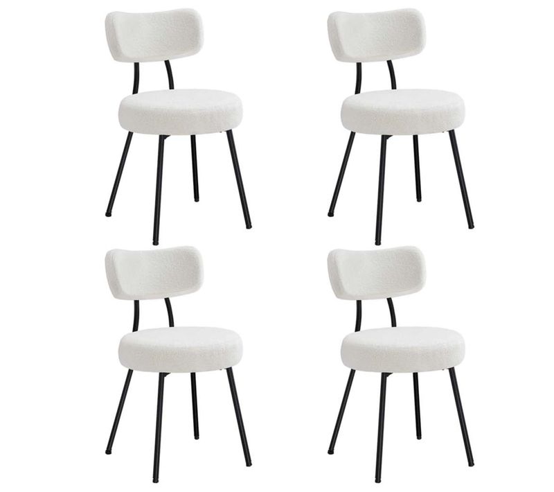 Chaises Salle à Manger Lot De 2 Tissu Peluche Dossier Courbé Chaises De Cuisine Rembo