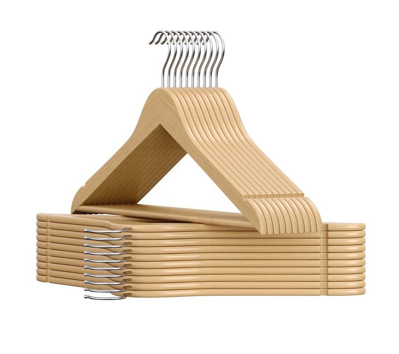 Cintres En Bois Lot De 30 Fins Avec Encoches Porte-pantalons Crochet Pivotant à 360°