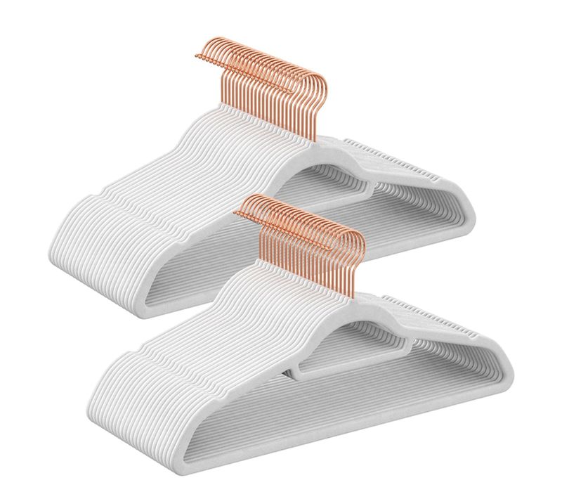 Cintres En Velours Lot De 30 Antidérapants Avec Crochets Rose Gold Pivotants Longueur