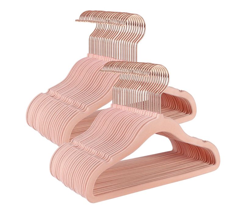 Cintres Enfants Lot De 50 En Velours Avec Crochets Rose Gold Antiglisse Modèle Enfant