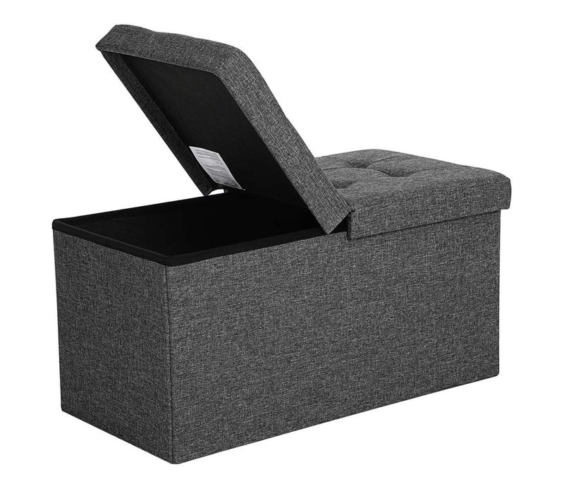 Coffre De Rangement Couvercle Pliable Par 2 Côtés Banc De Rangement