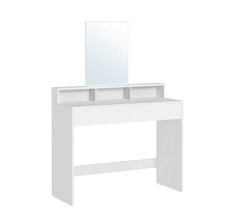 Coiffeuse Avec Miroir Rectangulaire Table De Maquillage Avec 2 Tiroirs Et 3 Compartim