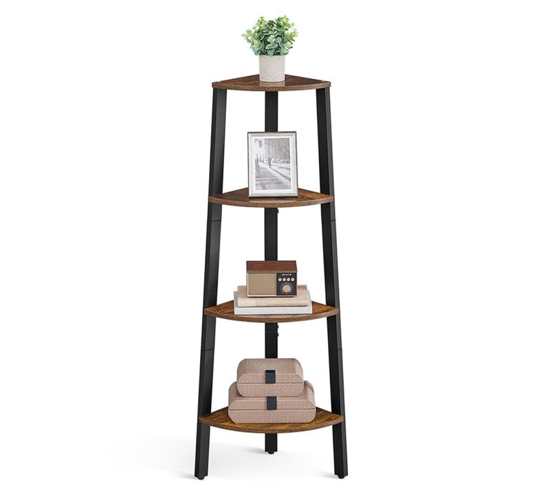 Étagère D'angle Rétro Bibliothèque 34 X 34 X 125 Cm D'angle Meuble De Rangement Pour