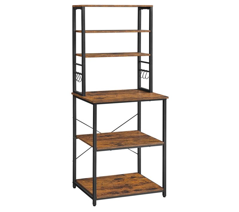 étagère De Cuisine Avec étagères De Rangement 6 Crochets Cadre En Métal Pour Ustensil