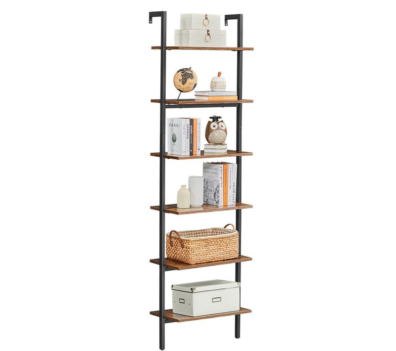 étagère échelle Bibliothèque 6 Niveaux Meuble Rangement Livres Décorations Pour Salon