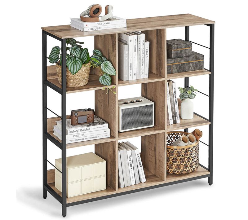 Meuble De Rangement 3 Niveaux Étagère Rangement Bibliothèque Style Industriel 9 Cubes