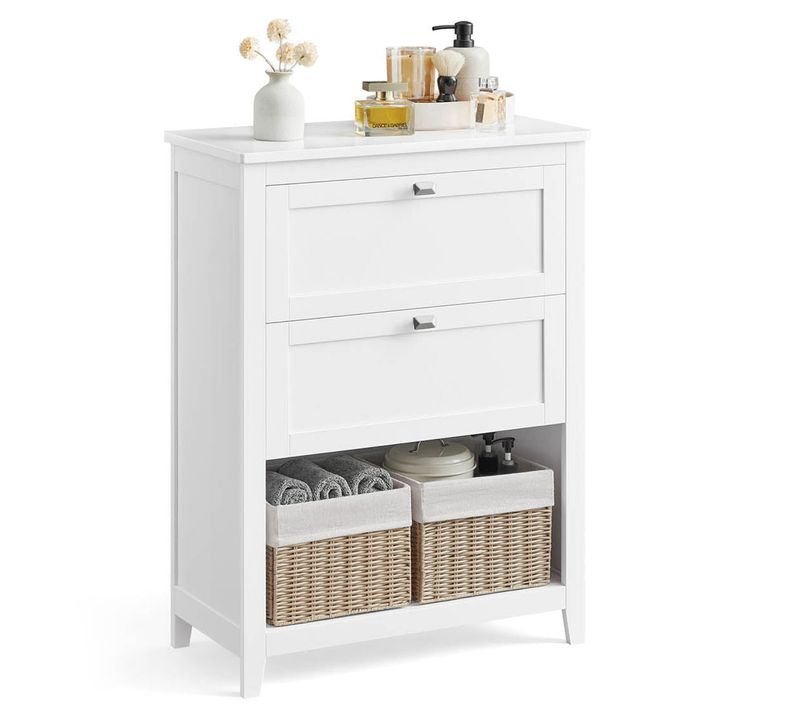 Meuble De Salle De Bain Meuble De Rangement 2 Tiroirs Avec 1 Séparateur Réglable
