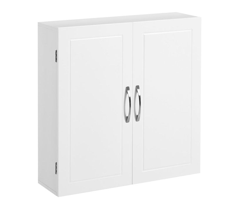 Meuble De Salle De Bain Placard Mural Armoire Rangement Mur 2 Portes Avec 2 étagères