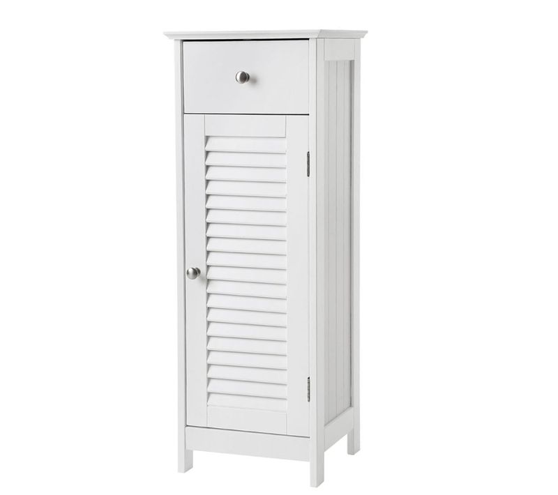Meuble De Salle De Bain Sur Pied Meuble De Rangement Armoire D'angle 1 Tiroir Blanc 1