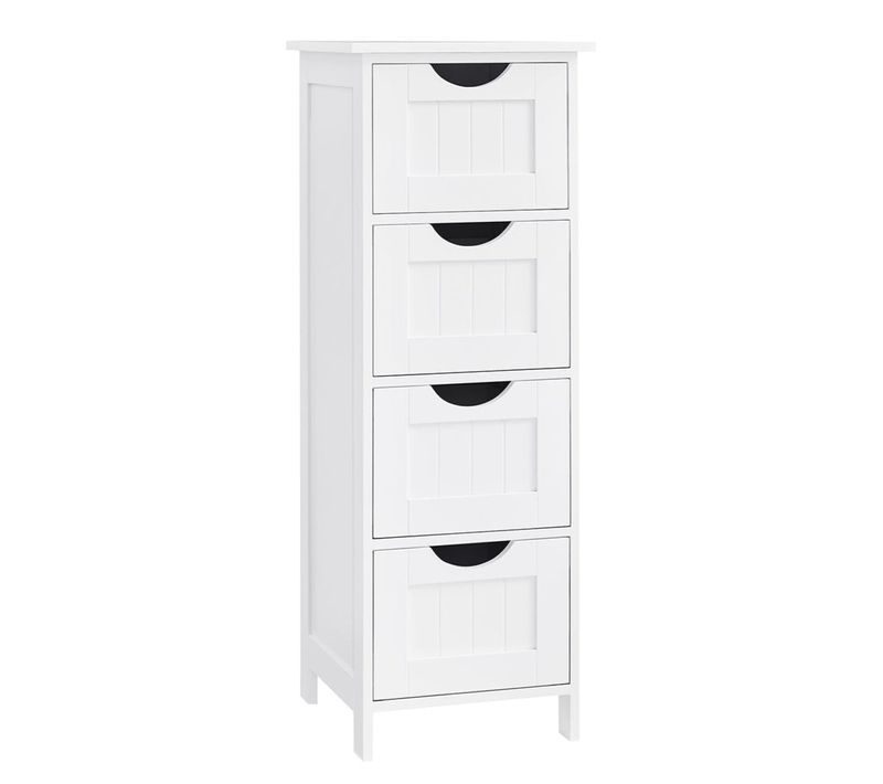 Meuble De Salle De Bain Sur Pieds Meuble De Rangement Avec 4 Tiroirs 30 X 30 X 82 Cm