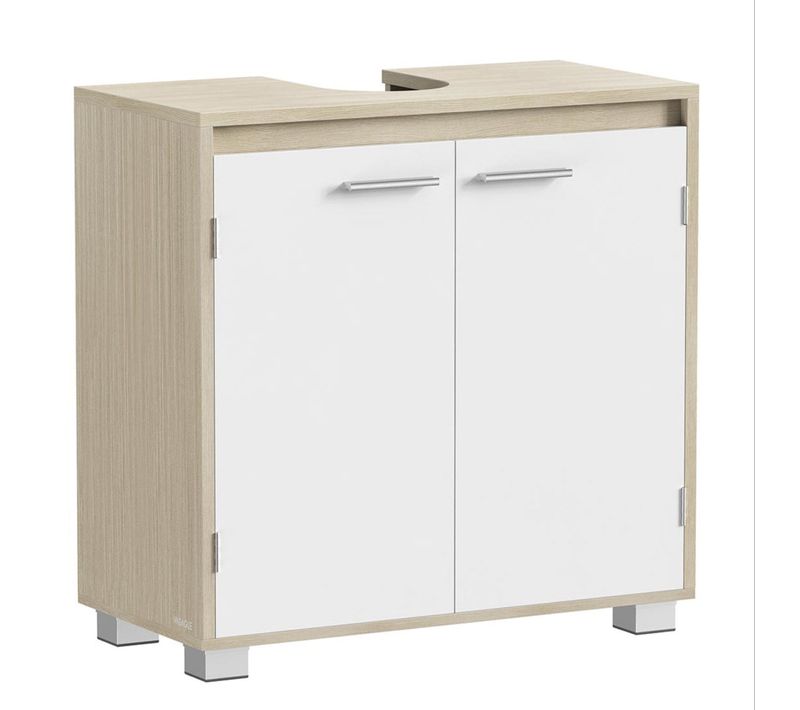 Meuble Sous Lavabo Meuble De Salle De Bain 2 Compartiments Derrière Les Portes