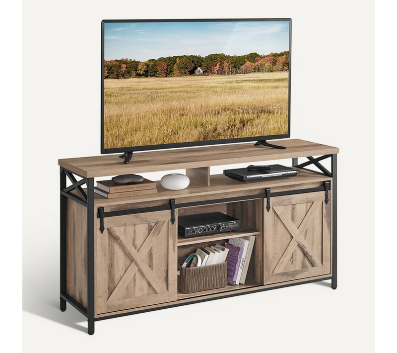 Meuble TV Support Pour Téléviseur Jusqu’à 65 Pouces Avec étagères Réglables Portes Im