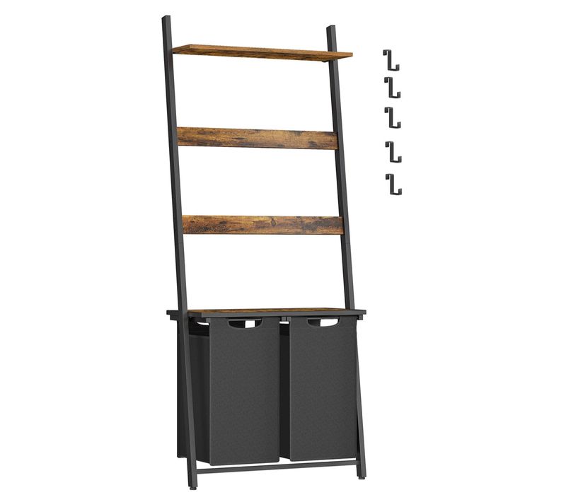 Panier à Linge Double Corbeille Linge Sale Avec Porte-serviettes Plateau Crochets 2 S